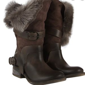Allsaints Italus Sheepskin/fur and leather boots